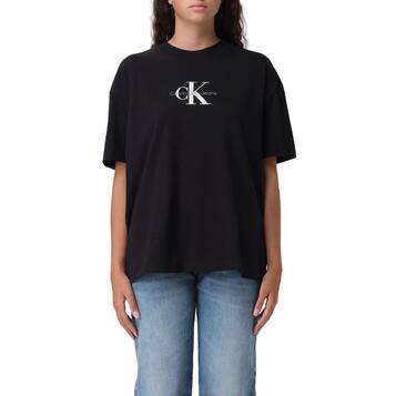 Γυναικείο T-shirt Calvin Klein Textured Monologo Boyfriend Black J20J224242-BEH