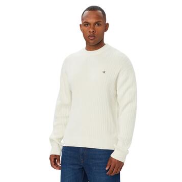 Ανδρικό Πουλοβερ Calvin Klein Vertical Rib Cttn Crewnk Swtr Tofu LV04RH328G-YAS