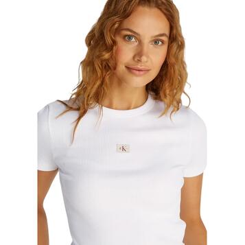 Γυναικείο T-shirt Calvin Klein Woven Label Rib Fitted Brilliant White J20J225245-YAA
