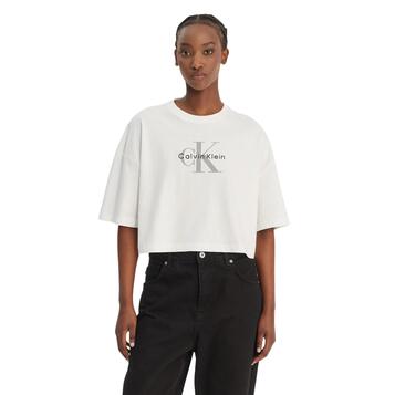 Γυναικείο T-Shirt Calvin Klein Ss Boxy Crop Monologo Tee Bright White LV047F828G-YAF