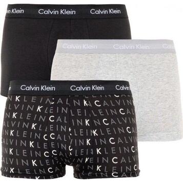 Ανδρικό Εσώρουχο Calvin Klein Low Rise Trunk 3pk Black Grey Heather Subdued Logo 0000U2664G-YKS