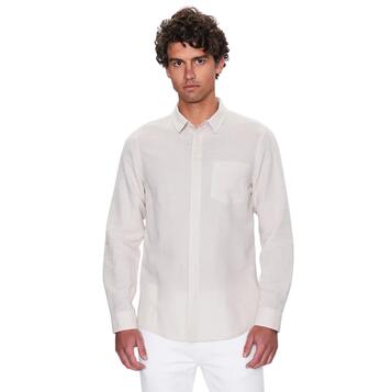 Ανδρικό Πουκάμισο Calvin Klein Cotton Linen Chest Pocket Stony Beige K10K108664-ACE