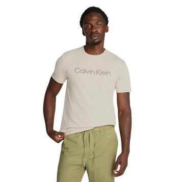 Ανδρικό T-shirt Calvin Klein Textured Embroidery Logo Oatmeal K10K114169-PDV