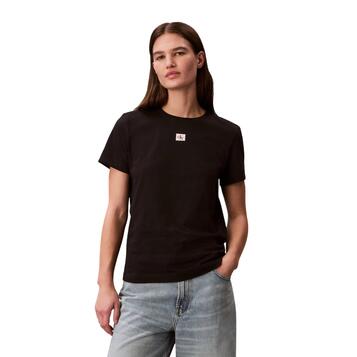 Γυναικείο T-shirt Calvin Klein Ss Woven Label Classic Fit Tee Black LV047F227G-UB1