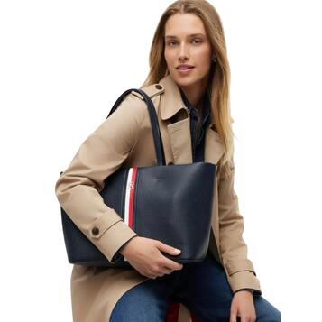 Γυναικεία Τσάντα Ώμου Tommy Hilfiger Th Corp Ess Tote Space Blue AW0AW19334-DW6