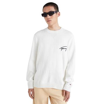 Ανδρικό Πουλόβερ Tommy Jeans Tjm Rlxd Signature Sweater Ancient White DM0DM15062-YBH Ανδρικό Πουλόβερ Tommy Jeans Tjm Rlxd Signature Sweater Ancient White DM0DM15062-YBH