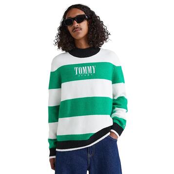 Ανδρικό Πουλόβερ Tommy Jeans Tjm Rlxd Serif Stripe Sweater Green Malachite DM0DM15154-L30 Ανδρικό Πουλόβερ Tommy Jeans Tjm Rlxd Serif Stripe Sweater Green Malachite DM0DM15154-L30