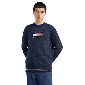Ανδρικό Πουλόβερ Tommy Jeans Tjm Rlxd Flag Sweater Twilight Navy DM0DM15761-C87 Ανδρικό Πουλόβερ Tommy Jeans Tjm Rlxd Flag Sweater Twilight Navy DM0DM15761-C87