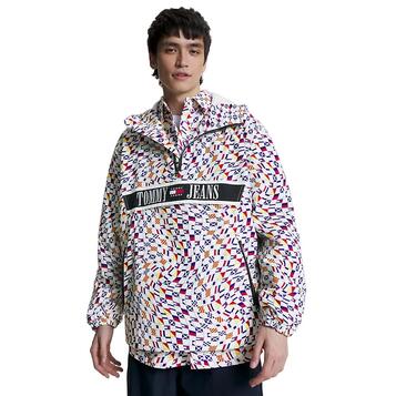 Ανδρικό Μπουφάν Tommy Jeans Tjm Chicago Archive Aop Popover White Base DM0DM16626-0K4