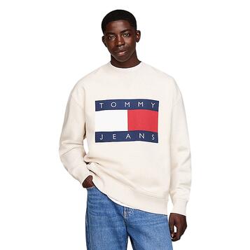 Aνδρικό Φούτερ Τommy Jeans Tjm Rlx Melange Flag Crew Ext Ancient White Melange DM0DM19756-YBH