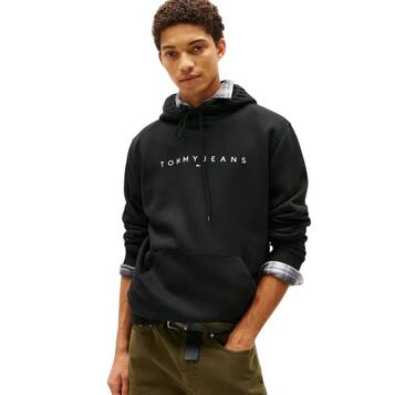 Ανδρικό Φούτερ Tommy Jeans Reg Linear Logo Hoodie Ext Black DM0DM20746-BDS