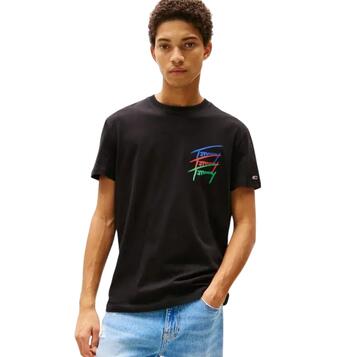 Ανδρικό T-shirt Tommy Jeans Tjm Reg Twisted Signtr Ext Black DM0DM20771-BDS