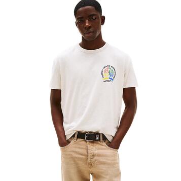 Ανδρικό T-Shirt Tommy Jeans Reg 4Clr Crest Tee Oat Marl Htr DM0DM20813-AE3