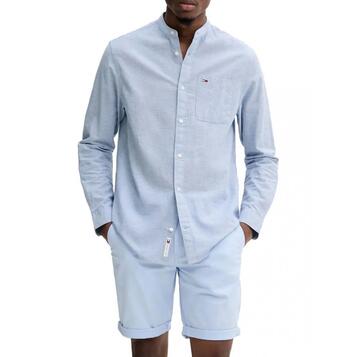 Ανδρικό Πουκάμισο Tommy Jeans Linen Mix Band Collar Colorado Blue DM0DM20876-DY6