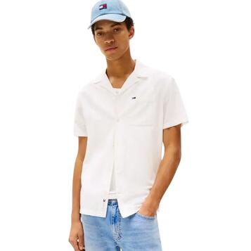 Ανδρικό Πουκάμισο Tommy Jeans Linen Blend Camp Ss Ext Ecru DM0DM20895-YBL