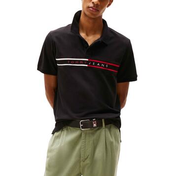Ανδρικό Polo Tommy Jeans Slim Chest Flag Polo Black DM0DM20916-BDS