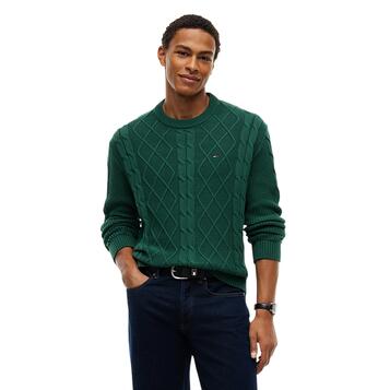 Ανδρικό Πουλόβερ Tommy Hilfiger Tjm Reg Classic Flag Cable Swtr Velvet Green DM0DM23405-MBM