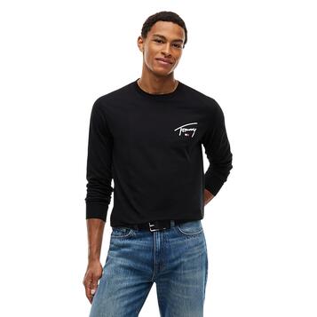 Ανδρική Μπλούζα Tommy Hilfiger Tjm Slim Signature Chest Tee Ls Black DM0DM23546-BDS
