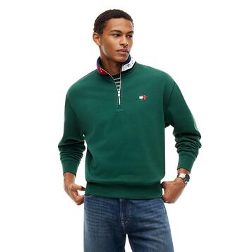 Ανδρικό Φούτερ Tommy Jeans Tjm Rlx Branded Collar Qz Ext Velvet Green DM0DM23605-MBM