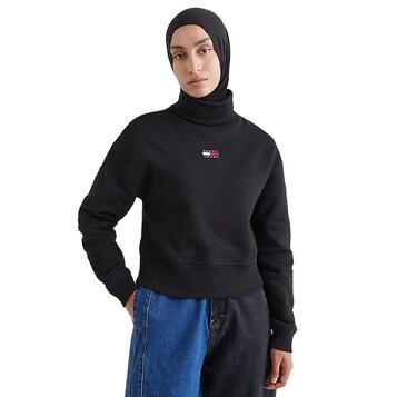 Γυναικείο Φούτερ Tommy Jeans Tjw Bxy Crop Badge Turtleneck Black DW0DW14338-BDS Γυναικείο Φούτερ Tommy Jeans Tjw Bxy Crop Badge Turtleneck Black DW0DW14338-BDS