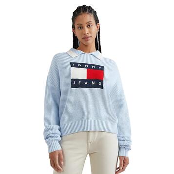 Γυναικείο Πουλόβερ Tommy Jeans Tjw Flag Collar Sweater Chambray Sky DW0DW14951-C1Q Γυναικείο Πουλόβερ Tommy Jeans Tjw Flag Collar Sweater Chambray Sky DW0DW14951-C1Q