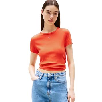 Γυναικείο T-shirt Tommy Jeans Slim Tonal Linear Tee Ext Bright Vermillion DW0DW17383-SN6