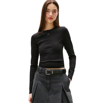 Γυναικεία Μπλούζα Τommy Jeans Tjw Slim Esswntial Rib Ls Black DW0DW17387-BDS