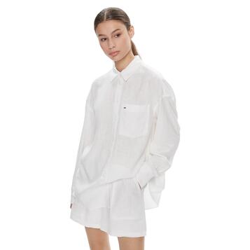 Γυναικείο Πουκάμισο Tommy Jeans Tjw Sp Ovr Linen Shirt White DW0DW17987-YBR Γυναικείο Πουκάμισο Tommy Jeans Tjw Sp Ovr Linen Shirt White DW0DW17987-YBR