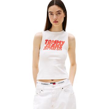 Γυναικείο Top Tommy Jeans Slim SH Bubble Tank Ecru DW0DW21339-YBL