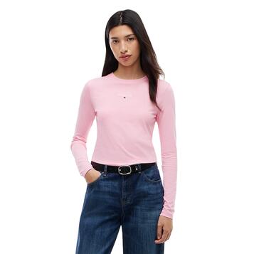 Γυναικεία Μπλούζα Tommy Jeans Tjw Slim Classic Logo Ls Tee Pink Sugar DW0DW23248-TPF