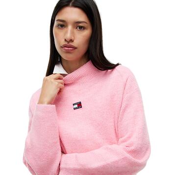 Γυναικείο Πουλόβερ Tommy Jeans Tjw Mockneck Badge Ext Pink Sugar DW0DW23349-TPF