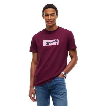 Ανδρικό T-shirt Tommy Jeans Tjm Reg Signature Tee Ext Calypso Berry DM0DM23547-V11