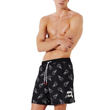Ανδρικό Μαγιό Karl Lagerfeld Ikonik 2.0 Aop Med Boardshorts Ikonic Outline 241M2217-R38