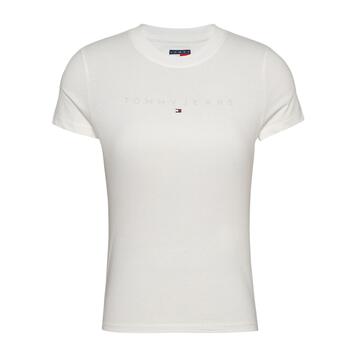 Γυναικείο T-shirt Tommy Jeans Slim Tonal Linear Tee Ext Ecru DW0DW20315-YBL