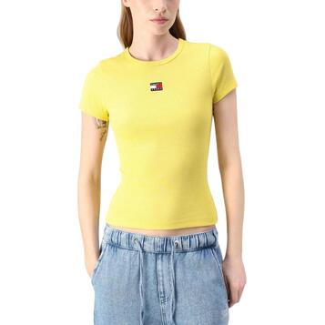 Γυναικείο T-shirt Tommy Jeans Tjw Slim Badge Rib Yellow Dahlia DW0DW17881-ZGP