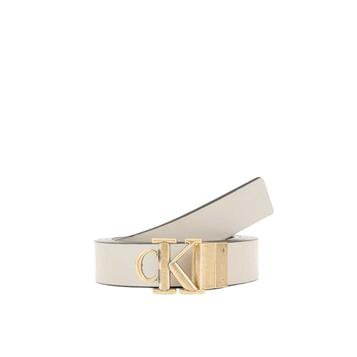 Γυναικεία Ζώνη Calvin Klein Monogram Plaque Buckle 25mm Rev Na Black Crockery Tumbled Gold LV04K7005G-UB1