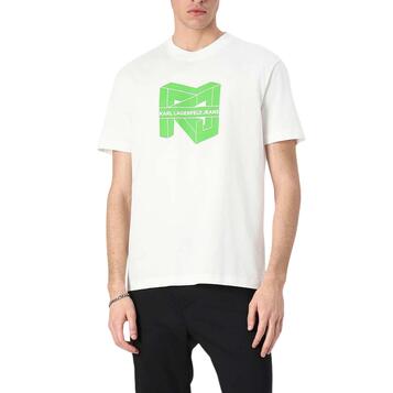 Aνδρικό T-Shirt Karl Lagerfeld Reg Ss Cube Logo Tee White A2M17037-100