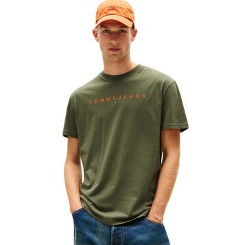 Ανδρικό T-Shirt Tommy Jeans Reg Linear Logo Tee Ext Pewter Green Multi DM0DM20744-0H8