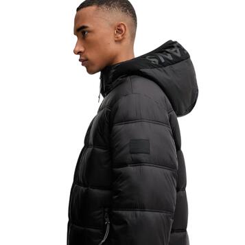 Ανδρικό Μπουφάν Tommy Jeans TJM Hooded Logo Puffer Ext Black DM0DM22044-BDS