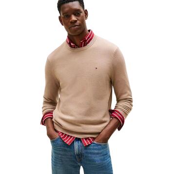 Ανδρικό Πουλόβερ Tommy Hilfiger Essential Structure Crew Neck Coastal Taupe MW0MW36347-AFE Ανδρικό Πουλόβερ Tommy Hilfiger Essential Structure Crew Neck Coastal Taupe MW0MW36347-AFE