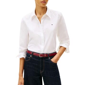 Γυναικείο Πουκάμισο Tommy Hilfiger Ess Poplin Regular Shirt Th Optic White WW0WW47169-YCF