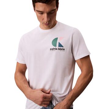 Ανδρικό T-shirt Calvin Klein Ss 30s Eu Ck Bh Logo Graphic Tee Brilliant White LV04RC843G-YAA