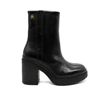 Γυναικεία Μποτάκια Tommy Hilfiger Plateau Crepe Look Boot Black FW0FW07535-BDS