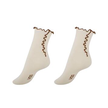 Γυναικείες Κάλτσες Ugg Karsyn Lettuce Edge Quarter II Vanille / Chestnut 1175251-VHS