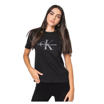 Γυναικείο T-shirt Calvin Klein Ss Monologo Archive Jersey Black 00040WL259-UB1