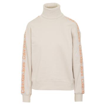 Γυναικείο Πουλόβερ Calvin Klein Logo Tape Sleeves Roll Neck Eggshell J20J219753-ACF Γυναικείο Πουλόβερ Calvin Klein Logo Tape Sleeves Roll Neck Eggshell J20J219753-ACF