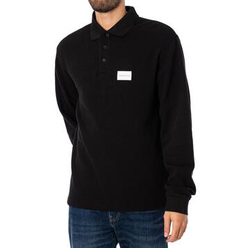 Ανδρική Μπλούζα Calvin Klein Shrunken Badge Waffle Ls Polo Ck Black J30J322448-BEH