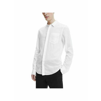 Ανδρικό Πουκάμισο Calvin Klein Cotton Linen Chest Pocket Bright White K10K108664-YAF Ανδρικό Πουκάμισο Calvin Klein Cotton Linen Chest Pocket Bright White K10K108664-YAF