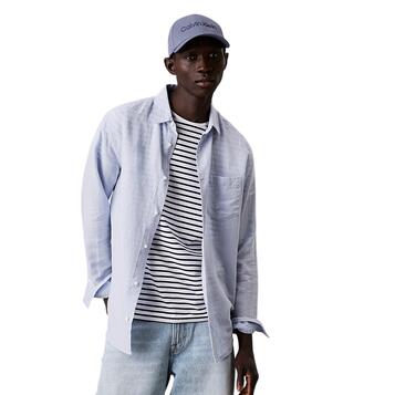 Ανδρικό Πουκάμισο Calvin Klein Linen Cotton Regular L s Shirt Zen Blue K10K114488-DWE