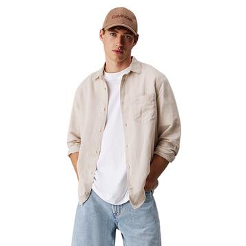 Ανδρικό Πουκάμισο Calvin Klein Linen Cotton Regular L s Shirt Silver Lining K10K114488-PE0 Ανδρικό Πουκάμισο Calvin Klein Linen Cotton Regular L s Shirt Silver Lining K10K114488-PE0